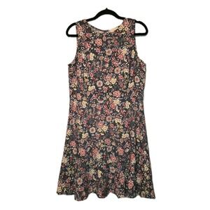 LOFT Outlet Women's Size 12 Blue Floral Fit & Flare Dress Sleeveless Cottagecore